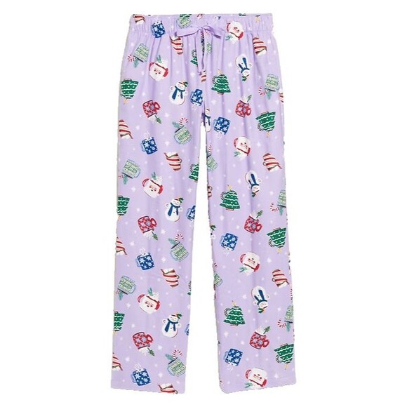 Old Navy Women XL Flannel Pajama Pants Christmas Purple Mugs Winter Xmas MidRise - Picture 1 of 6